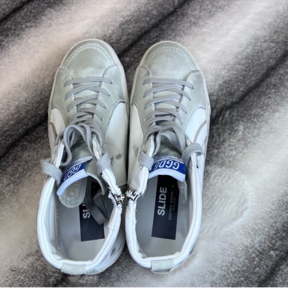Golden Goose Mid Top Slide White Ice Mixed Leather Suede Sneakers - Picture 8 of 16